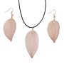 Necklace & Earring Set - Bravery Leaf - Pink Gold