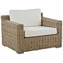 Garden Armchair Wicker Rattan Outdoor Chair With White Cushions