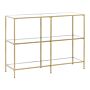 Console Table Gold Tempered Glass Iron 100 X 30 Cm 2 Shelves Rectangular