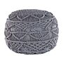 Knitted Pouffe Grey Cotton Chunky Crochet Round Braided Footstool