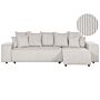 Left Hand Corner Sofa Light Beige Corduroy 3 Seater Extra Scatter Cushions