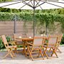 Vidaxl Folding Garden Chairs 6 Pcs Taupe Fabric And Solid Wood