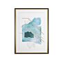 Framed Wall Print Blue And Gold Paper Watercolour Aquarelle Effect 60 X 80 Cm