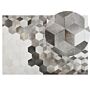 Cowhide Area Rug Grey Hair On Leather Geometric Patchwork Pattern 140 X 200 Cm