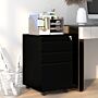 Vinsetto 3-drawer Mobile Filing Cabinet On Wheels W/ Pencil Tray, Steel Lockable File Cabinet W/ Adjustable Hanging Bar For A4, Legal Size, Black