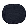 Pouf Ottoman Black 50 X 35 Cm Knitted Cotton Eps Beads Filling Round Small Footstool