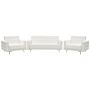 Living Room Set White Faux Leather Tufted 3 Seater Sofa Bed 2 Reclining Armchairs Modern 3-piece Suite