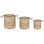 Set Of 3 Storage Boxes Natural Beige Jute 26/31/35 Cm Laundry Baskets Bin