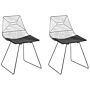 Set Of 2 Dining Chairs Silver Metal Steel With Faux Leather Seat Pad