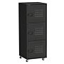 Homcom Rolling Storage Cabinet 3-tier Mobile File Cabinet With Wheels & Metal Doors For Home Office, Living Room, Black