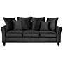 Sofa Black Velvet Solid Wood 3 Seater Scatter Pillows