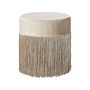 Round Velvet Beige Ottoman Pouffe Footstool Glam With Tassels