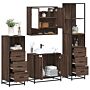 Vidaxl 4 Piece Bathroom Furniture Set Brown Oak Engineered Wood