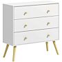 Homcom Chest Of Drawers, 3-drawer Storage Organiser Unit With Wood Legs, White