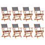 Vidaxl Folding Garden Chairs 8 Pcs Grey Solid Eucalyptus Wood&textilene