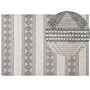 Area Rug Light Beige And Grey Wool Polyester 160 X 230 Cm Hand Woven Geometric Pattern