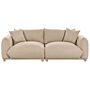 Fabric Sofa Light Beige Polyester Upholstery 3 Seater With Scatter Cushions Living Room Settee