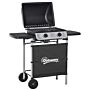 Outsunny 2 Burner Gas Barbecue Grill Propane Gas Cooking Bbq Grill 5.6 Kw With Side Shelves Wheels