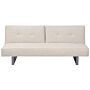 Sofa Bed Beige Fabric Upholstery 3 Seater Reclining Split Backrest Beliani