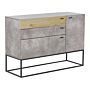 Chest Of Drawers Light Wood And Grey 3 Drawers Cabinet Metal Base