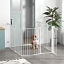 Pawhut Dog Playpen, Foldable Dog Pen, Metal Rabbit Run, Pet Crate Fence With Door For Indoor And Outdoor, 90h X 123l X 102wcm, White