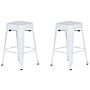 Set Of 2 Bar Stools White Steel 60 Cm Stackable Counter Height