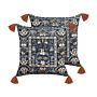 Set Of 2 Decorative Cushions Multicolour Cotton 45 X 45 Cm Velvet Flower Motif Fringed Modern Glamour Decor