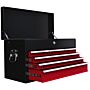 Homcom 6 Drawer Tool Chest, Lockable Metal Tool Box With Top Case, Ball Bearing Runners, Portable Toolbox, 600mm X 260mm X 340mm, Red