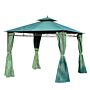 Outsunny 3(m) X 3(m) Metal Garden Gazebo Marquee Party Tent Patio Canopy Pavilion + Sidewalls - Green