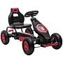 Homcom Children Pedal Go Kart, Racing Go Cart With Adjustable Seat, Inflatable Tyres, Shock Absorb, Handbrake, For Boys And Girls Ages 5-12, Red