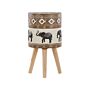 Plant Stand Magnesium Round Solid Wood Base Rustic Elephant Motif Tall Plant Pot Planter