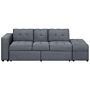 Sectional Sofa Bed Dark Grey Storage Ottoman Pull Out Drawers Click Clack Drop Down Tray Cup Holder