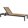 Garden Outdoor Lounger Light Wood And Black Plastic Wood Aluminium Frame Adjustable Reclining Backrest