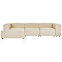 Modular Right Hand Sofa Beige Linen 3 Seater Sectional Corner Sofa With Black Legs