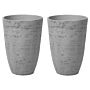 Plant Pots Grey Stone 35 X 35 X 50 Cm Indoor Outdoor Beliani