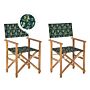 Set Of 2 Garden Director's Chairs Light Wood With Grey Acacia Olives Pattern Replacement Fabric Folding