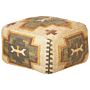 Pouffe Multicolour Jute Wool 50 X 50 X 30 Cm Geometric Pattern Square Boho Modern Footstool Upholstered Seat