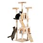 Pawhut Cat Tree Kitten Kitty Scratching Scratcher Post Climbing Tower Activity Center House Cream