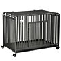 Pawhut Foldable Heavy Duty Dog Crate, Dog Cage On Wheels, Portable Dog Kennel With Removable Tray, For Large And Medium Dogs