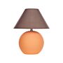 Table Lamp Orange Ceramic Base Linen Shade 41 Cm Fabric Drum Brown