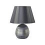 Table Lamp Silver Ceramic Base Faux Silk Cone Shade Bedside Table Lamp