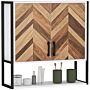 Homcom Bathroom Cabinet Wall Mounted, Bathroom Wall Cabinet Medicine Cabinet With 2 Doors, Adjustable Shelf, Walnut