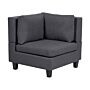 Corner 1-seat Section Dark Grey Polyester Fabric Upholstered Armchair With Cushion Module Piece Modular Sofa Element