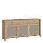 Cestino 3 Door 3 Drawer Sideboard In Jackson Hickory Oak And Rattan Effects