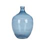 Vase Blue Glass 39 Cm Handmade Decorative Round Bud Shape Tabletop Home Decoration