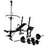 Vidaxl Workout Bench With Weight Rack, Barbell And Dumbbell Set 30.5kg