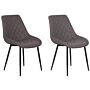 Set Of 2 Dining Chairs Brown Faux Leather Quilted Upholstery Kitchen