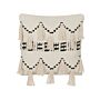 Decorative Cushion Beige Cotton 45 X 45 Cm With Tassels