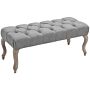 Homcom Tufted Upholstered Accent Bench Window Seat Bed End Stool Fabric Ottoman