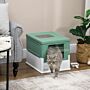 Pawhut Hooded Cat Litter Box Scoop Included, Litter Tray With Front Entry Top Exit, Portable Pet Toilet With Large Space, 47.5 X 35.5 X 36.7 Cm Green